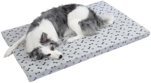 Fancy Dog Bed Mat Cute Dog Crate Pad, Reversible & Machine Washable, Small to XXX-Large Dogs,Bones, Cat Claws (Grey, X-Large(42x28in))