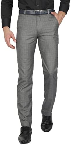 Mc Henry Mens' Regular Fit Poly Blended Checkered Formal Trousers