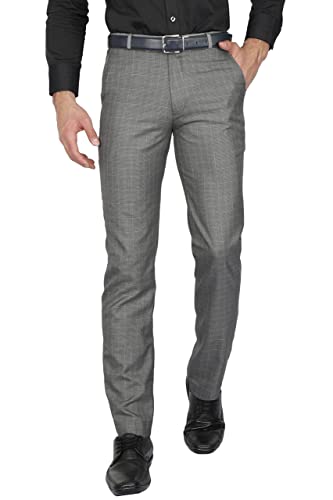 Image of Mc Henry Mens' Regular Fit Poly Blended Checkered Formal Trousers