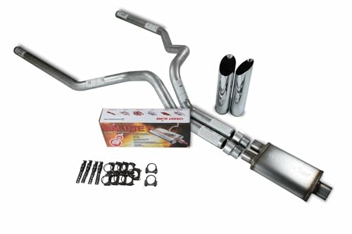 Shopline Dual 3 inch Fits Silverado Fits Sierra 1500 07'-14' Cherry Bomb Salute Slash Chrome Tip