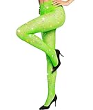 MEEZY Green Fishnet Stockings Colorful Glitter...