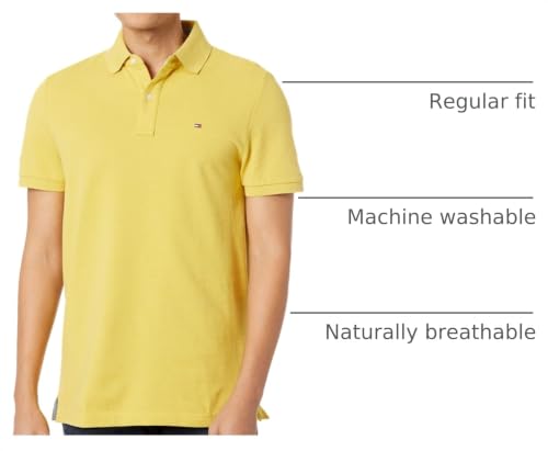 Image of Tommy Hilfiger Mens Short Sleeve Cotton Pique Polo Shirt in Regular Fit