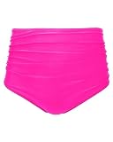 Tempt Me Women Retro High Waist Bikini Bottom Pink...