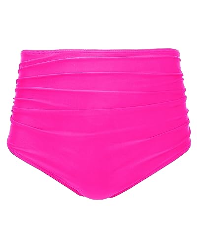 Image of Tempt Me Women High Waisted Bikini Bottom Retro Ruched Swim Bottom Shirred Tankinis Brief