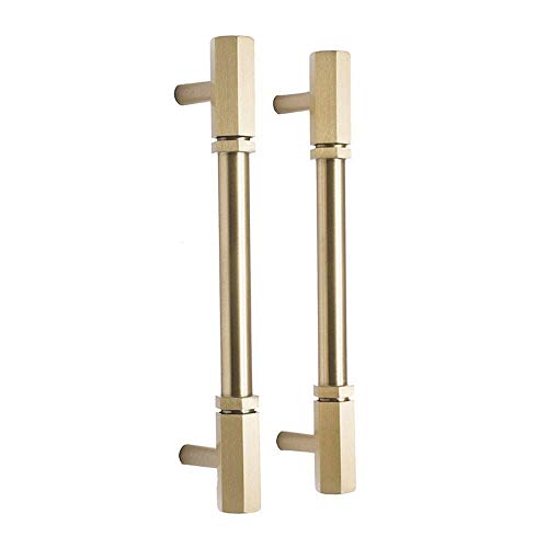 GAXQFEI Manija de la puerta, manijas de puerta 2pcs Pesado Industrial robusta de latón macizo T-tiradores, tiradores de oro maneta mano Bar puerta retro (Color: Oro, Tamaño: 162 mm), accesorios para