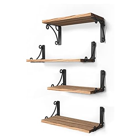 GONGSHI Floating Shelves Set of 4, Wall Mounted Storage Shelves Cover