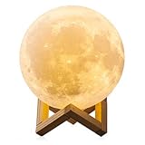Moon Lamp, CPLA 16 Colors LED 3D Print Moon Light with Stand Remote & Slap Control and USB Rechargeable, Moon Light Lamps Night Lights for Baby Kids Lover Birthday Party Gifts【Diameter 4.8 INCH】