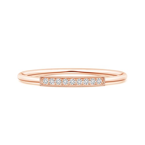 Lab Grown Diamond Horizontal Bar Ring with Milgrain Edges in 14k Solid Gold/Silver | April Birthstone Jewelry, Wedding, Valentine, Birthday, Anniversary, Christmas Gift For Women