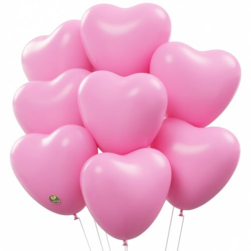 Image of AFTERLOON Biodegradable Balloons 24 pcs Pink 12 Inch Heart Shaped, Natural Rubber Latex Plastic-Free Alternative Durable Thickened Extra Strong Helium Float, Proposal Marriage Love Wedding Decor