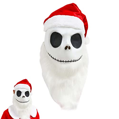 HOMELEX Jack Skellington Máscara de látex para hombre y mujer, máscara de cosplay de pesadilla antes de Navidad, disfraz de Halloween, fiesta, accesorio de talla única