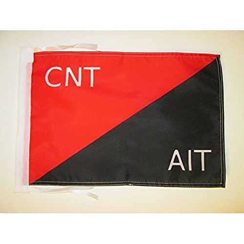 AZ FLAG Bandiera Federazione Anarchica Iberica 45x30 cm - Bandierina Cnt-Fai Spagnola 30x45 cm Cordicelle