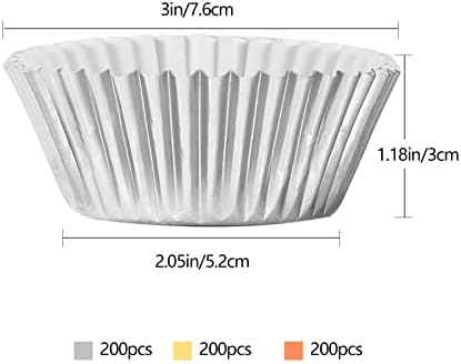600Pcs 2 Inch Cupcake Cases Foil Metallic  Cupcake Liners Muffin Paper Cases Foil Baking Cups Gold Silver and Rose Gold