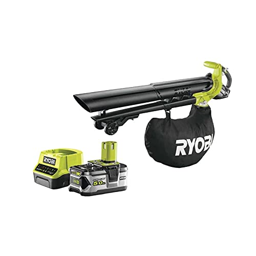 Pack RYOBI Souffleur aspiro-broyeur 18V One+ Brushless OBV18-1 Batterie 5.0Ah - 1 Chargeur Rapide 2.0Ah RC18120-150