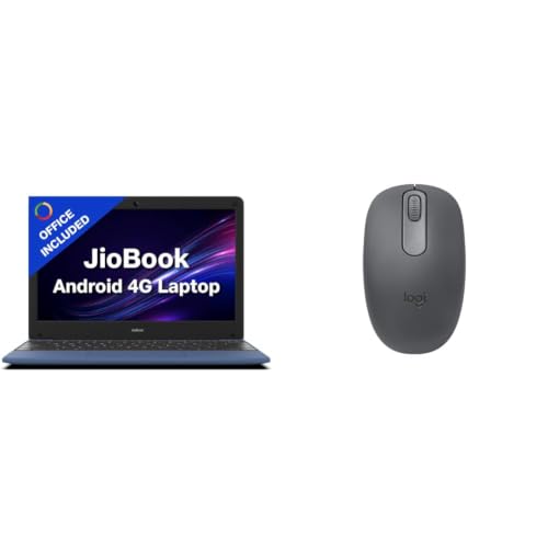 Image of JioBook 11 with Lifetime Office | Android 4G Laptop Mediatek 8788 (JioOS) | Octa-core | 4GB RAM | 64 eMMC Storage | Thin and Light Laptop (11.6 inch, 990 Grams + Logitech M196 BT Mouse