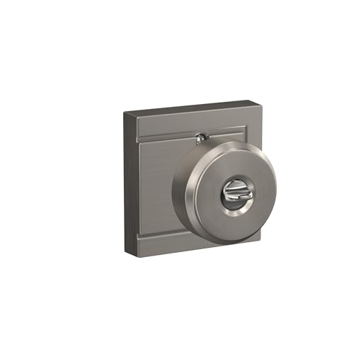 Image of SCHLAGE F51A BWE 619 ULD Bowery Knob with Upland Trim Keyed Entry Lock, Satin Nickel