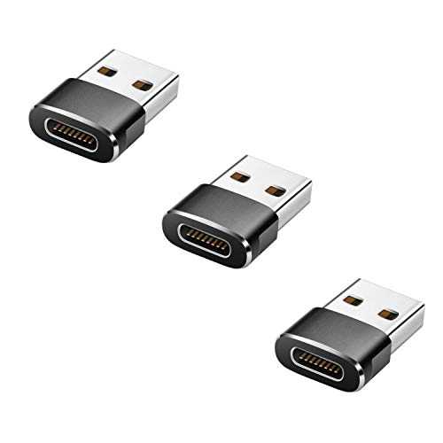 3 Pack - USB C Female to USB Male Adapter (Upgraded Version) Type C to USB A Adapter | Compatible with Laptops, Power Banks, Chargers, and More Devices with Standard USB A Ports (Black)