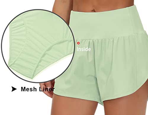 Image of THE GYM PEOPLE Womens High Waisted Running Shorts Quick Dry Athletic Workout Shorts with Mesh Liner Zipper Pockets