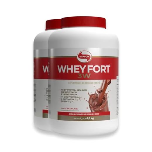 Kit 2 Whey Fort 3W Vitafor Chocolate 1800g