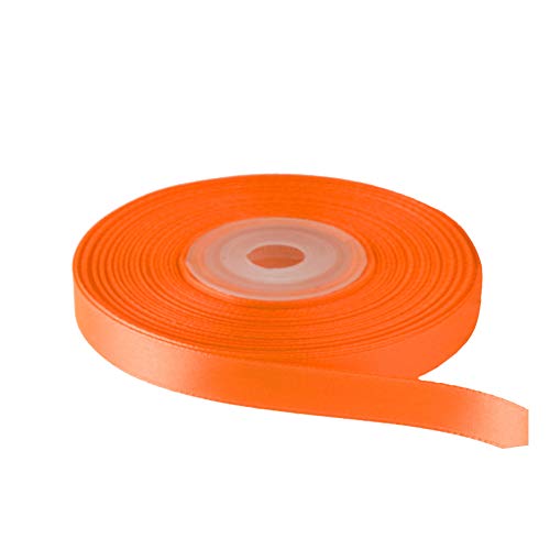Image of Solid Color Double Faced Orange Satin Ribbon 3 /8 inch X 25 Yards, Ribbons Perfect for Crafts, Wedding Decor, Bow Making, Sewing, Gift Package Wrapping and More