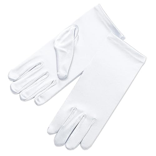 ZaZa Bridal Girl's Shiny Stretch Satin Dress Gloves Wrist Length 2BL-Girl's Size Large (13-16yrs)/White