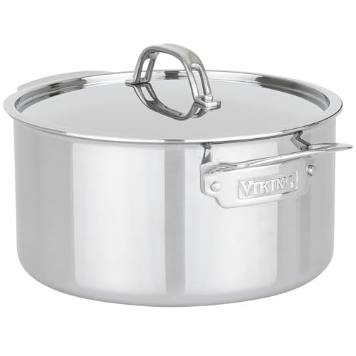 Viking PureGlide Pro 3-Ply Nonstick 6 Quart Dutch Oven with Lid, Cookware Pot, Titanium Interior, Oven and Broiler Safe, Induction Ready