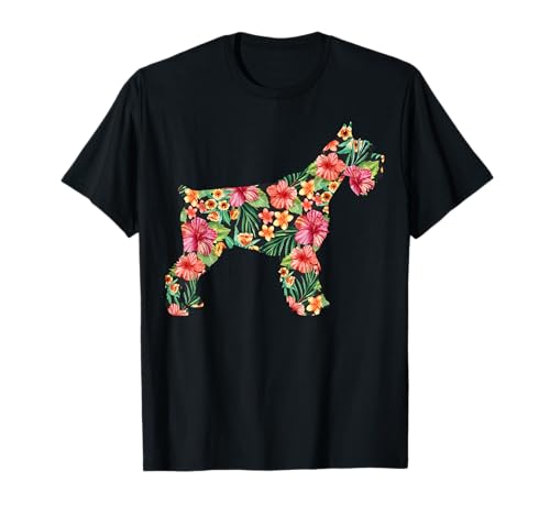Divertida silueta de perro con forma de flor de Schnauzer,