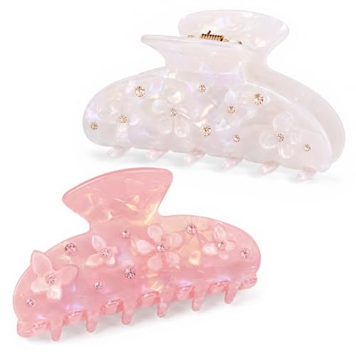 Aileam Acetate Hair Claw Clips for Women, Hair clip French Design Strong Hold Non-Slip claw clips for Thick Hair, 2 Pack