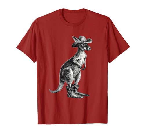 Country Cowboy Kangaroo Rodeo Cowgirl Western Australia T-Shirt, Men, Cranberry Red, X-Large