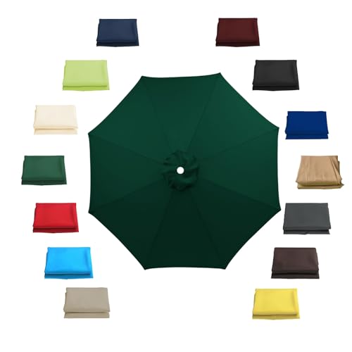 Replacement Parasol Fabric Cover With 6/8 Ribs, 2/2.3/2.7/3.0m Garden Umbrella Canopy Cover Replacement Top UV 30+ Water Resistant, Umbrella Top Cloth for Patio Outdoor Pool(Turquoise,9ft/8 Ribs)