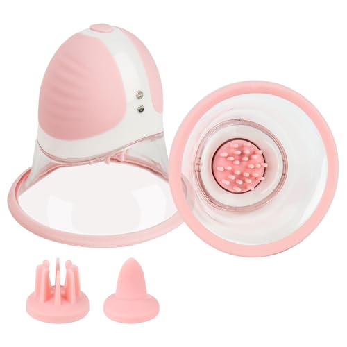 GKLWEJ Brustmassagegerät, Brustwarzen Stimulator Für Sie mit 3 weichen Bürstenköpfen, 10 Vibrationsmodi, 360° drehbarer Nippel-Vibrator, Nippel Stimulator, Nippel Sauger Sexspielzeug,