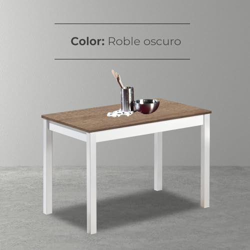 Table fixe ASTIMESA blanche plateau chêne foncé robuste - 7