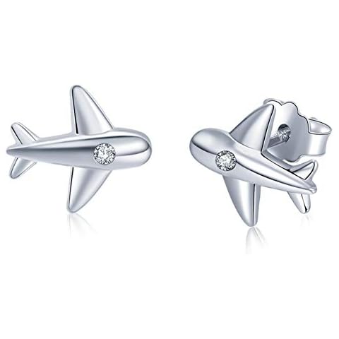 Helen de Lete Original Little Tiny Aeroplane Airplane 925 Sterling Silver Earrings Cover