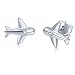 Helen de Lete Simple Pattern Little Tiny Aeroplane Airplane Airplane Sterling Silver Stud Earrings