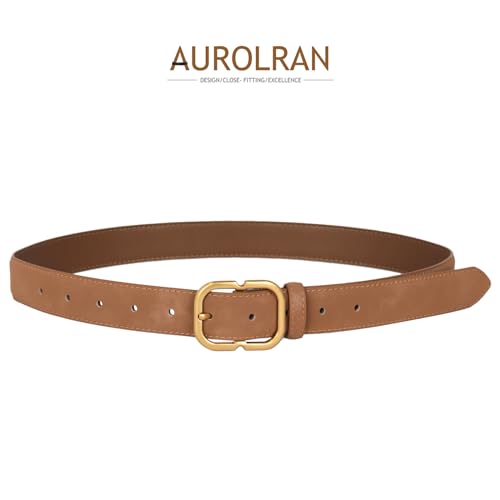 Image of Aurolran Women's Leather Belt with Buckle - Ideal for Dresses, Jeans, and Coats