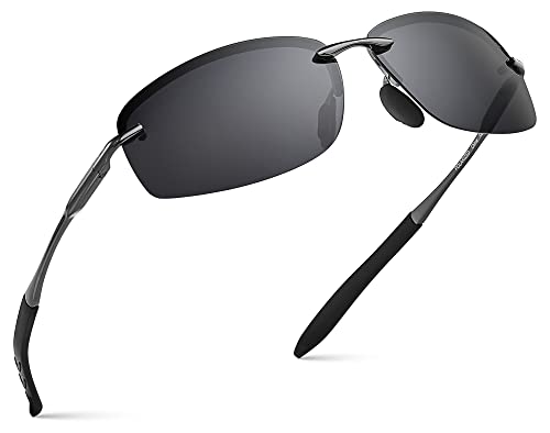 Xagger Polarized Driving Sunglasses for Men Rimless Metal Frame UV400 Protection Sun Glasses