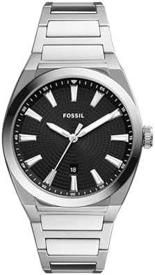 Fossil Everett Herrenuhr, Quarz-Dreizeiger-Datumswerk mit Edelstahl- oder Lederarmband
