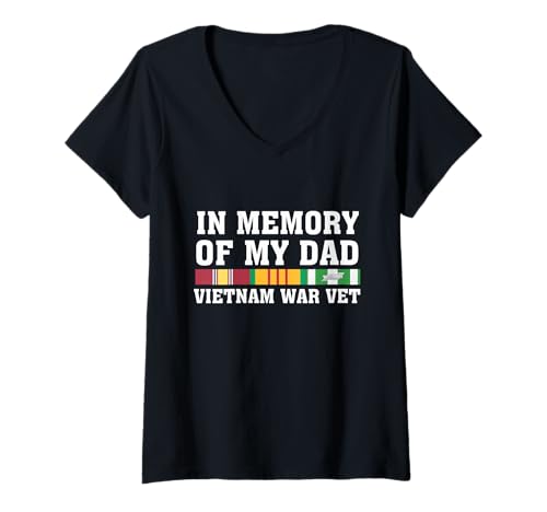 Mujer En memoria de mi papá Vietnam Veteran Family Matching Camiseta Cuello V