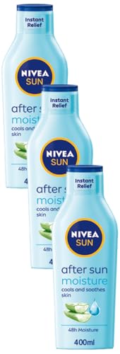 NIVEA SUN After Sun Moisturising Soothing Lotion (400 ml), Cooling Moisturiser with Aloe Vera, Naturally Soothing After Sun Care with 24-Hour Effectiveness (Pack of 3)