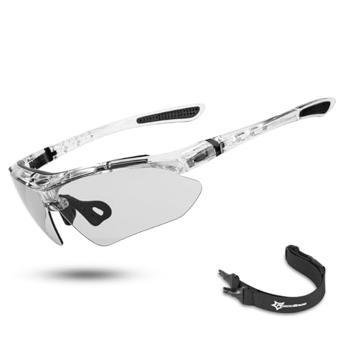 Image of ROCKBROS Photochromic Sports Sunglasses Mens Pickleball Glasses Cycling Glasses MTB Sunglasses, with Removable Elasctic Band