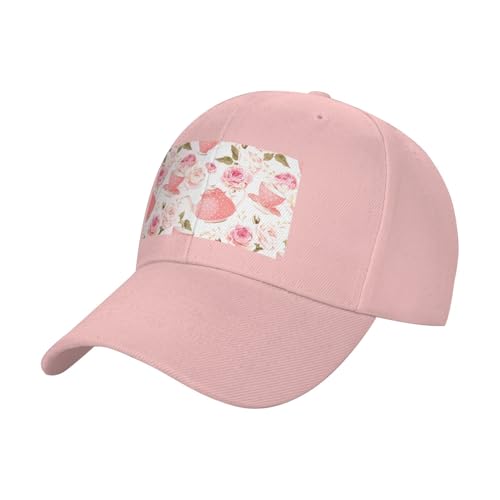 Casquette à bord plat roses romantiques et tasses à thé pour vos sorties estivales
