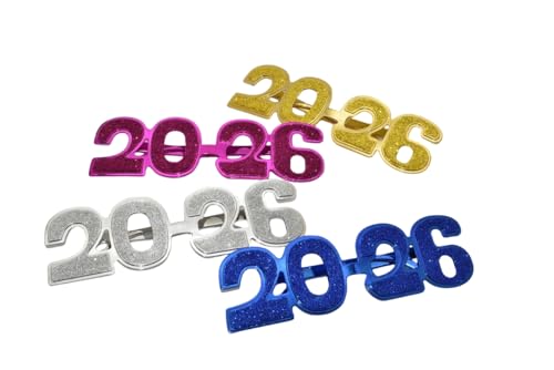 SWYOUN 4PCS 2026 Plastic Glasses Happy New Years Eve Glasses Graduation 2026 Class Of 2026 Party Photo Prop Supplies