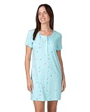 MASSANA Camisón de Verano para Mujer, Turquesa, 50% Algodón 50% Modal, Manga Corta, Cuello Redondo con Botones, Modelo L267209 (XL)