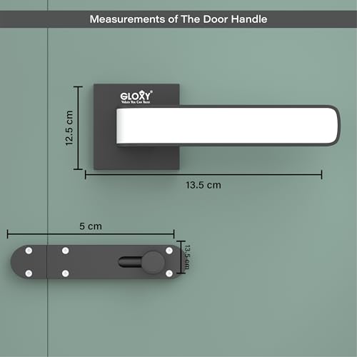 Image of GLOXY Heavy Duty Mortise Baby Latch Door Lock Handle Set for Bathroom with Brass Baby Latch and Handles Door Lock for Bedroom | Black & White Finish (2 Years Warranty, Pack of 1)