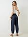 Xiaoxuemeng Womens Baggy Wide Leg Pants Casual Elastic Waisted Palazzo Harem Pants with Pockets(NavyBlue-L)
