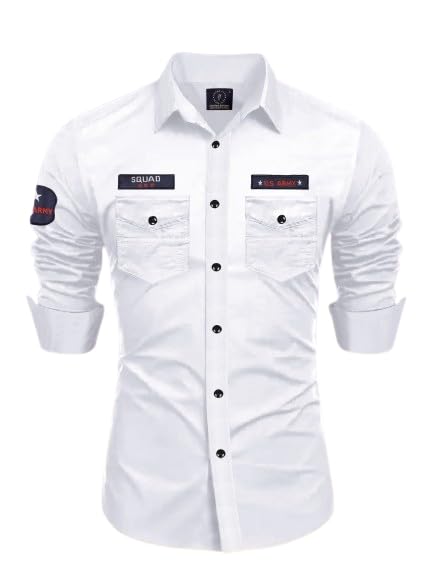 dhavan fashion Pure Cotton Double Pocket Shirt - Casual Shirt for Men (XL, White)-picture-11