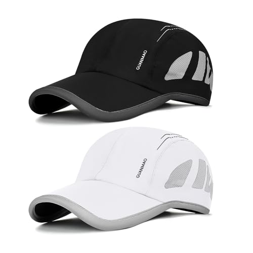 AYPOW 2 Casquettes de Baseball Séchage Rapide Unisexes, Ultralégère Pliable Respirante Chapeau de Baseball, Ajustables Chapeau de Soleil Anti-UV Outdoor Running Golf Cyclisme Randonnée Homme Femme