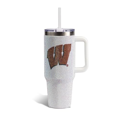 Image of The Memory Company Officially Licensed 40oz White Bling Game Day Tumbler, University of Wisconsin