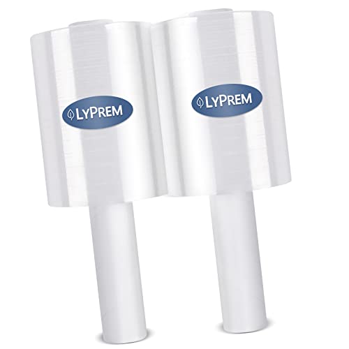 Lyprem Industrial Stretch Wrap 5"X1000'Roll With Handle 80 Gauge Extra Thick Durable Self-Adhering Plastic Wrap For Pallet Wrap Moving Supplies Industrial Strength Heavy Duty Shrink Film(2 Pack) #TOP27