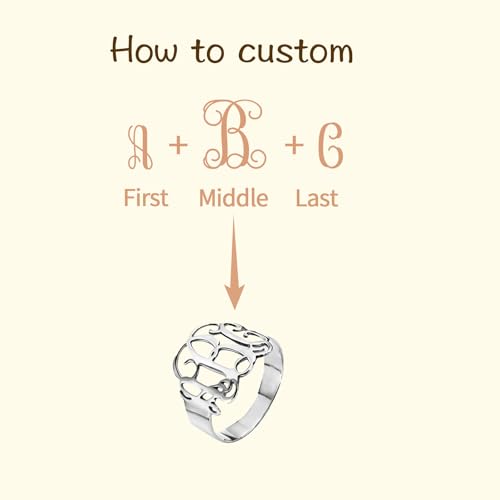Sterling Silver Rings - Customize Initials Name Ring Personalized Jewelry2
