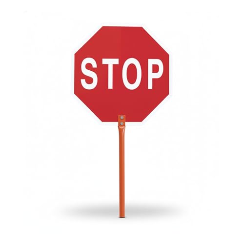 PARKING FACIL | Paleta de Señal de Tráfico Stop/Paso con Mango Ergonómico - Señal Manual para Obras, Seguridad Vial y Control de Tráfico - Ligera y Resistente